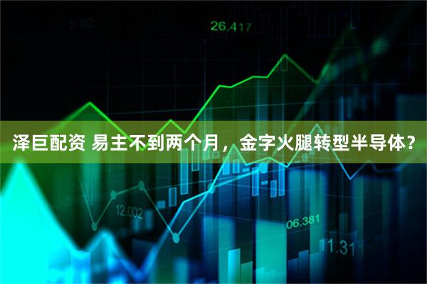 泽巨配资 易主不到两个月，金字火腿转型半导体？